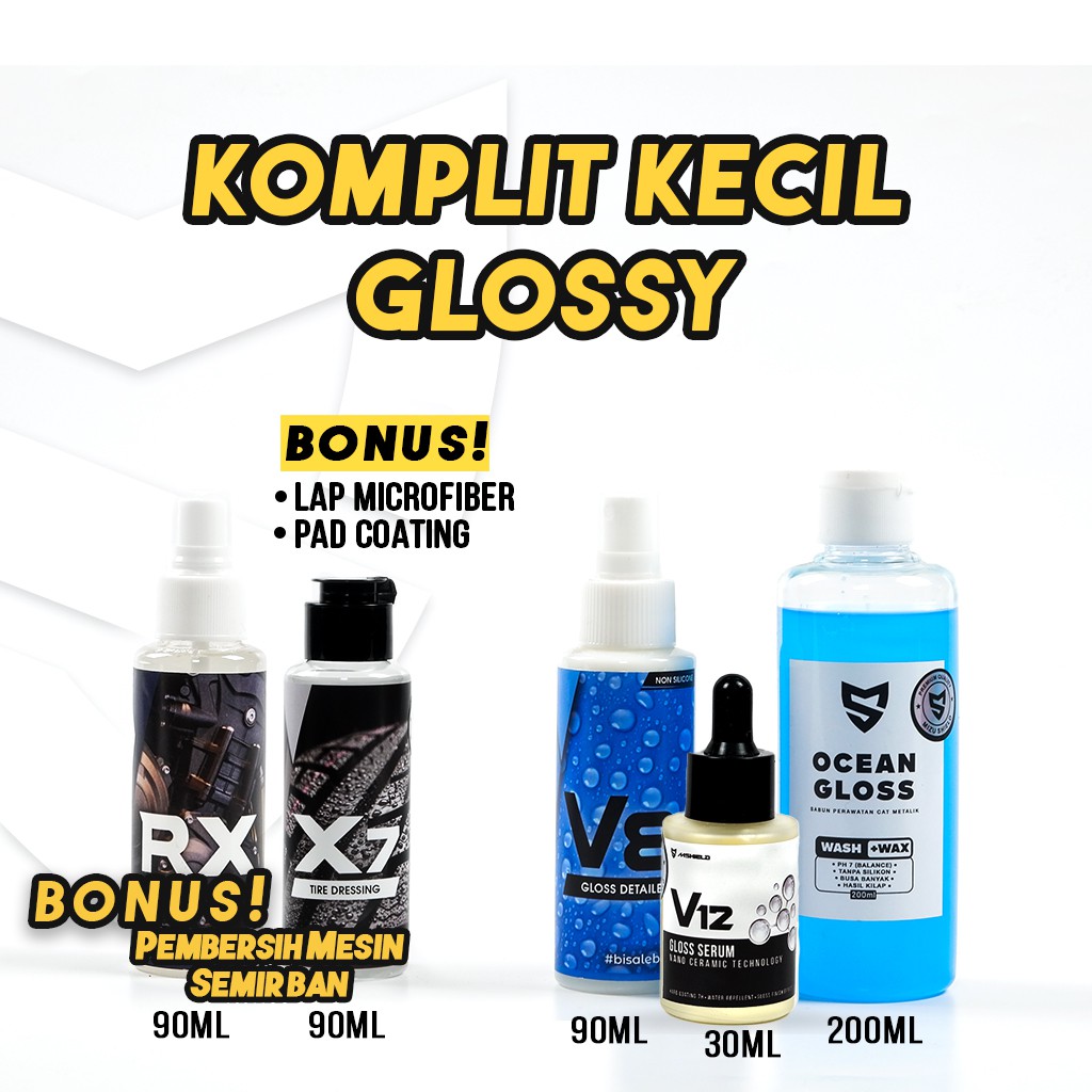 PAKET KOMPLIT PENGKILAP MOTOR - Efek Daun Talas - Pengkilat Motor - Pengkilap Body Motor Mizu Shield-Komplit Kecil