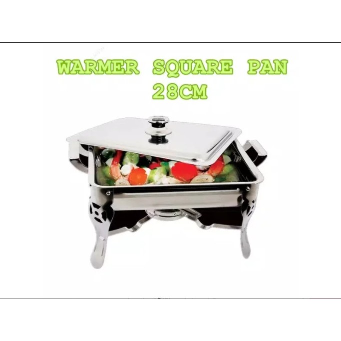 Panci Prasmanan Warmer 2 Square Pan / Tempat Makan Prasmanan 1 Tutup Stainless steel 8811