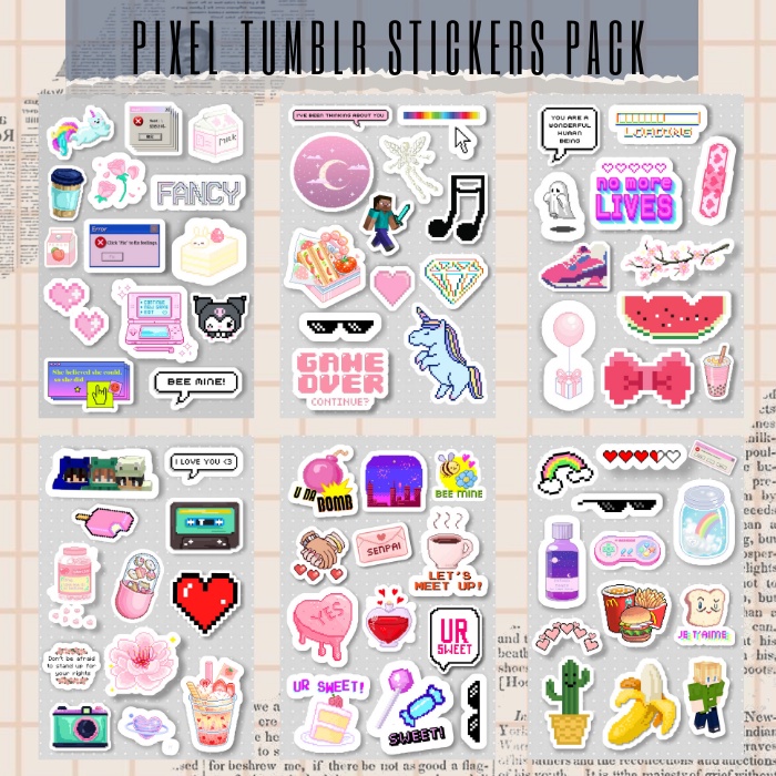 

Pixel Tumblr Stickers Series | stiker pixel | siker aesthetic | stiker hp/laptop/jurnal/scrapbook | stiker murah