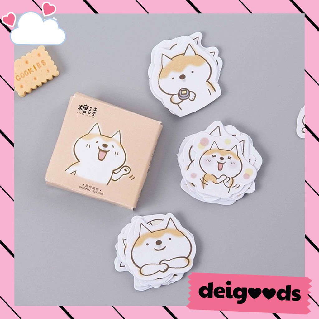 

DEIGOODS❤ 45 Pcs Deco Sticker Anjing Kawai / Stiker Lucu Dekorasi Scrapbook / Diary / Journal