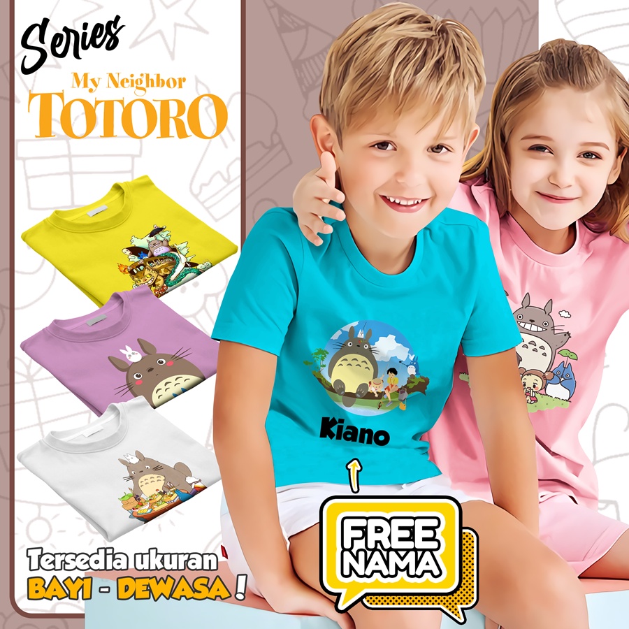 Baju Kaos ANAK DAN DEWASA TOTORO COUPLE (FREE NAMA)