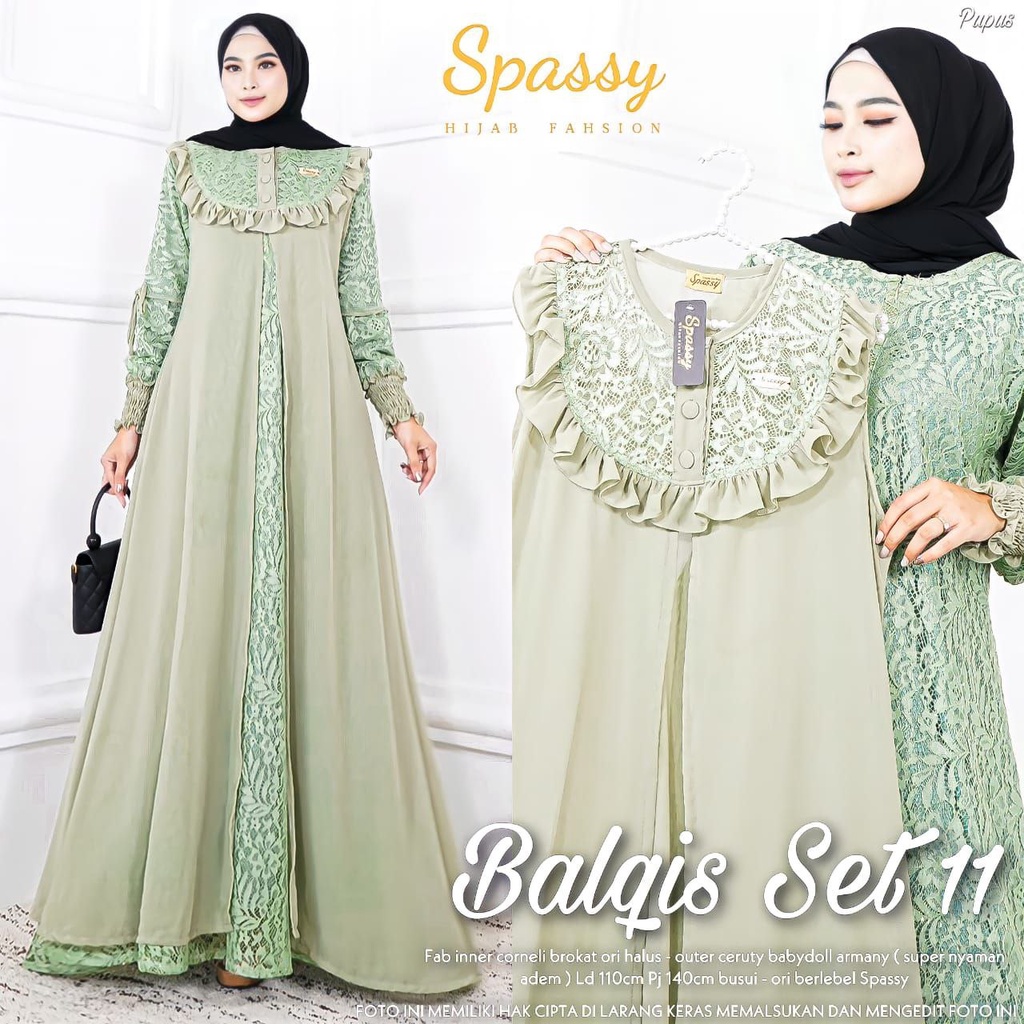 GAMIS BROKAT PLUS OUTER DRESS WANITA BROKAT TERBARU MOTIF ELLEGANT SPASSY DRESS BALQIS SET 11
