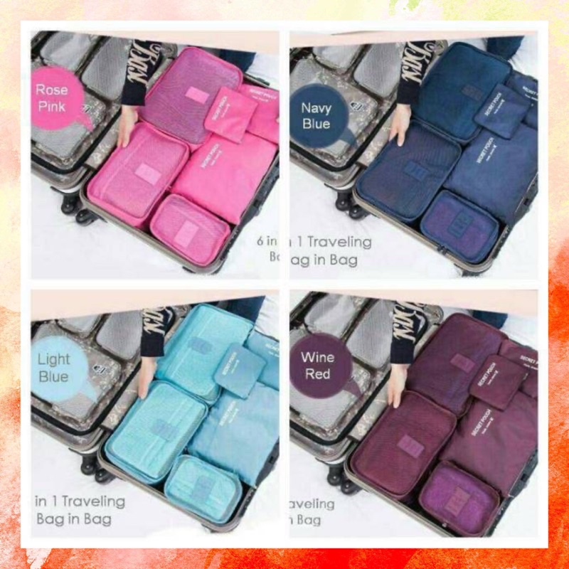 Travel 6 in 1 bag Set Storage Organizer Koper / Tas Penyimpanan travel organizer tas serbaguna