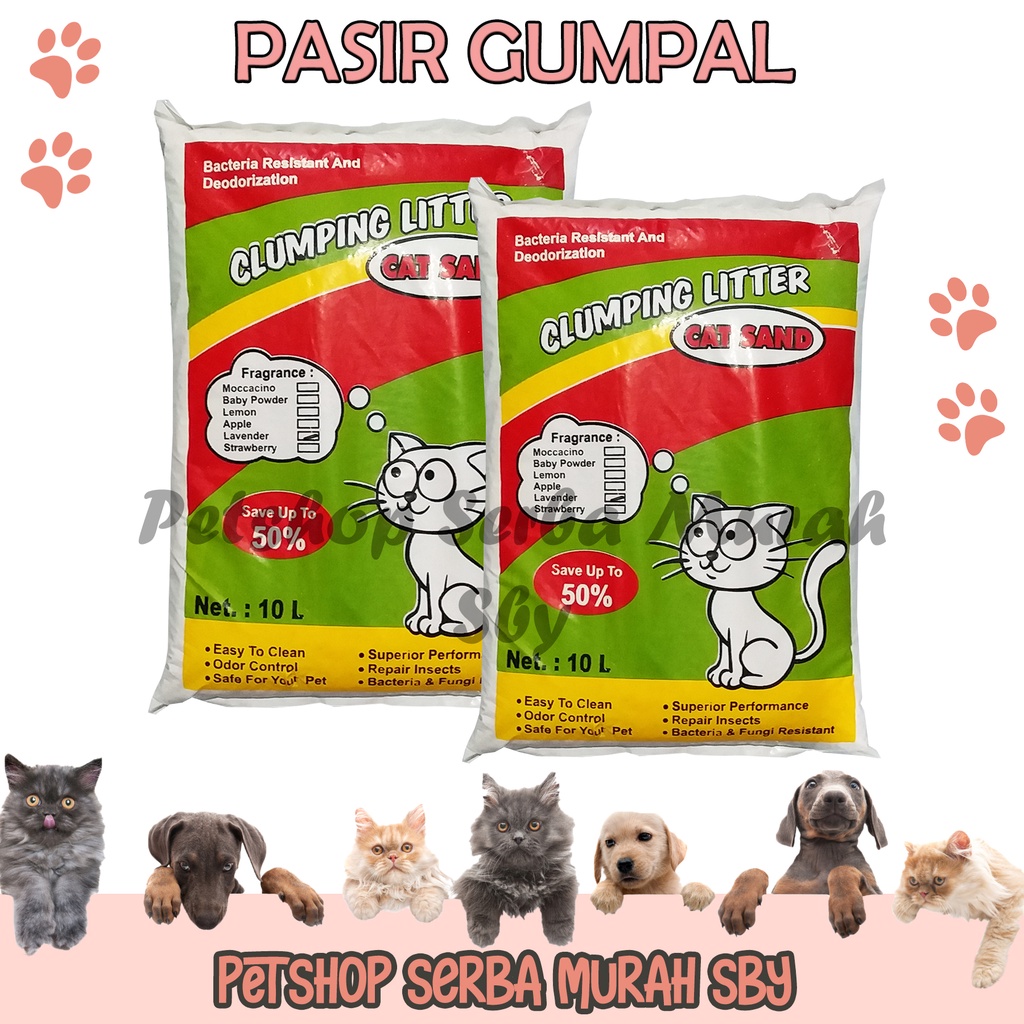 GRABSEND &amp; GOSEND ONLY - PASIR GUMPAL WANGI 10Liter Merk Clumping