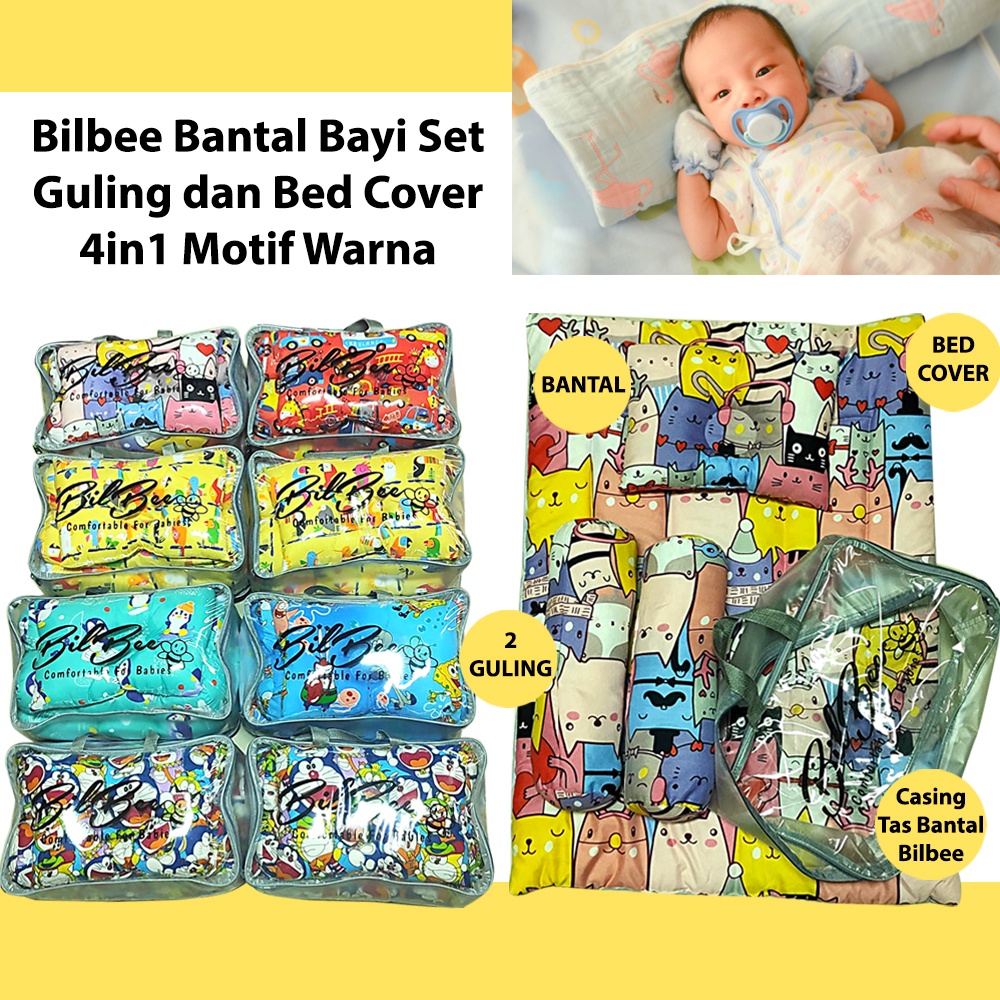 Bilbee Bantal Bayi Set Guling dan Bed Cover 4in1 Motif Warna