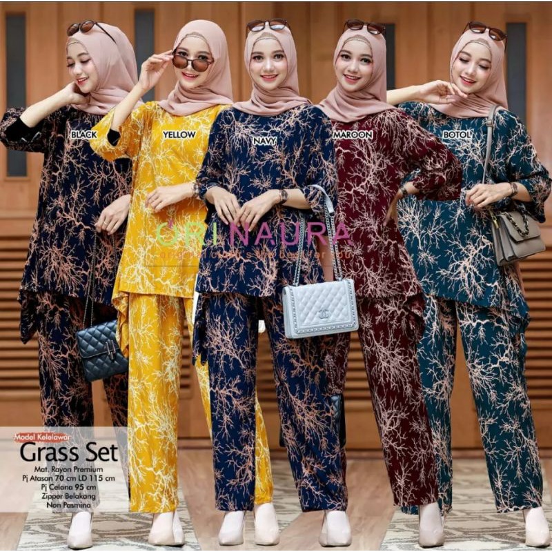 SETELAN RAYON ONE SET/ SETELAN CP WANITA JUMBO/ ONE SET WAKA WAKA MOTIF AKAR