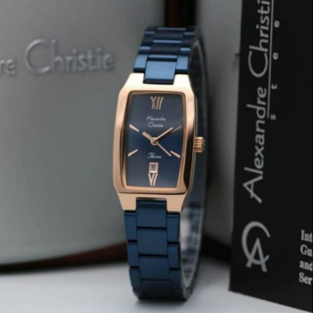 JAM TANGAN WANITA ALEXANDRE CHRISTIE AC 2455 ROSEGOLD BLUE ORIGINAL GARANSI RESMI 1 TAHUN