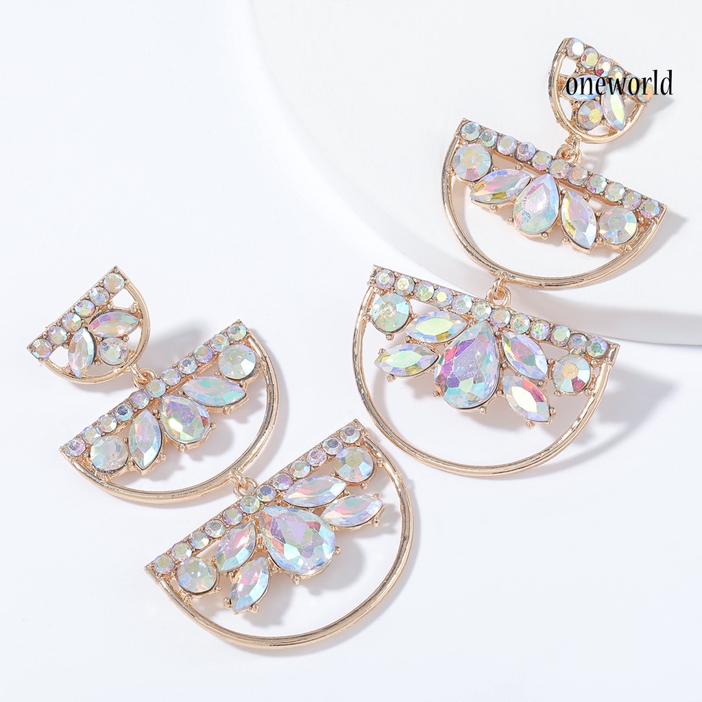 OW# Earrings Colorful Geometric Alloy Semicircle Long Dangle Earrings for Women