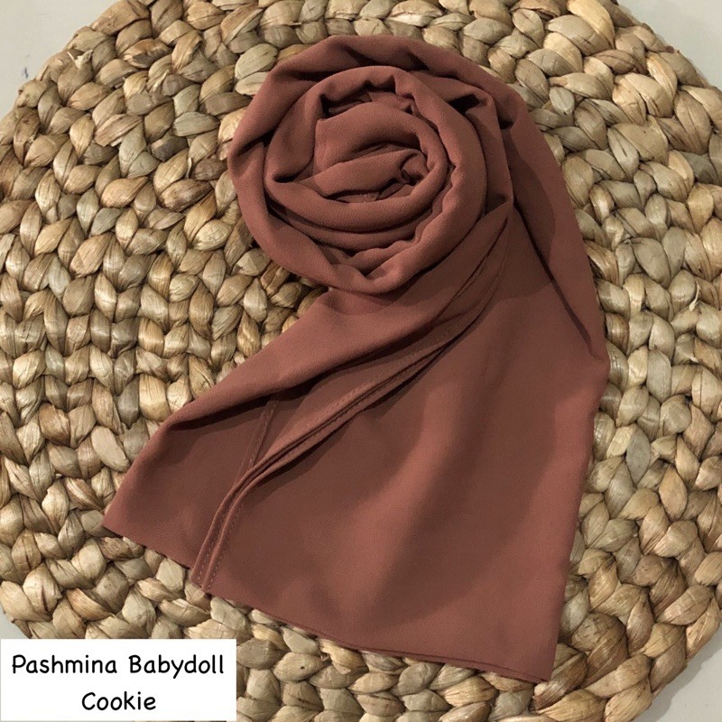 PASHMINA CERUTY BABYDOLL PREMIUM JAHIT TEPI Hijab Jilbab-Cookie