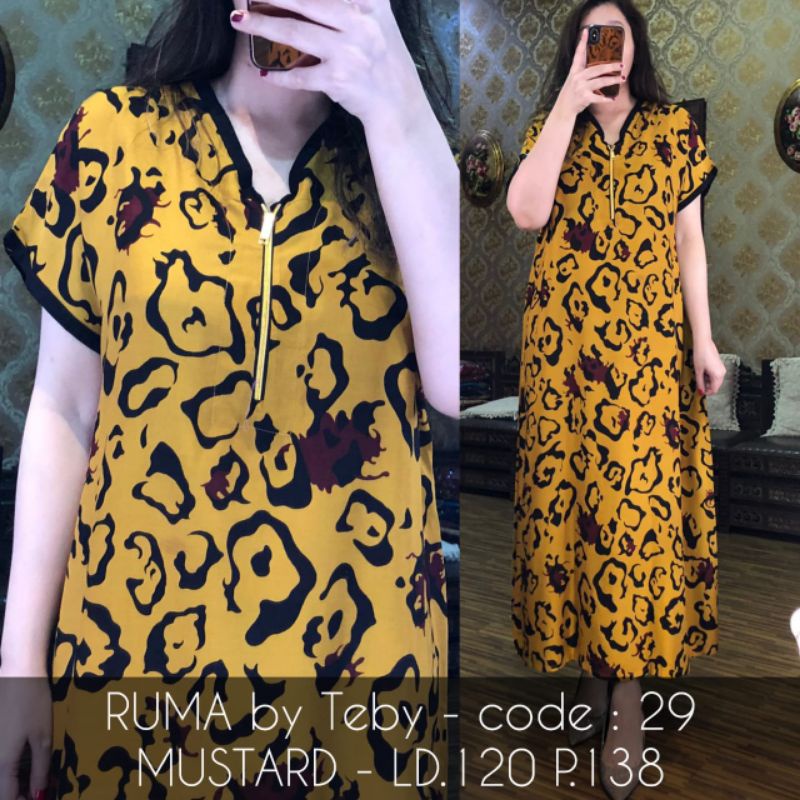 Daster Arab TEBY RUMA Series Dress Rayon Super Originanal Best Seller-Mustard Code 29