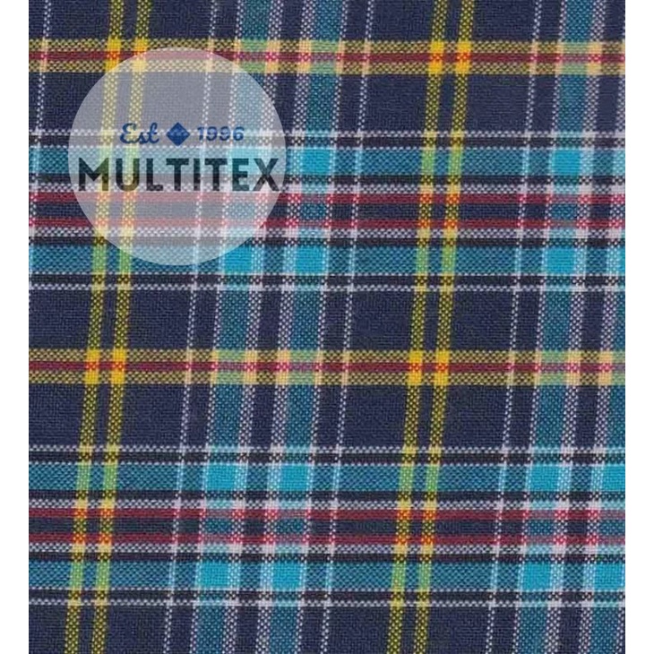 [GULUNGAN] Bahan kain kotak tc katun motif biru kuning kemeja cotton adem halus lembut jahit konveks