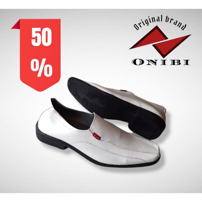 ONIBI Sepatu Pria Pantofel Kerja Kantor Onibi O1 Motiv polos warna putih