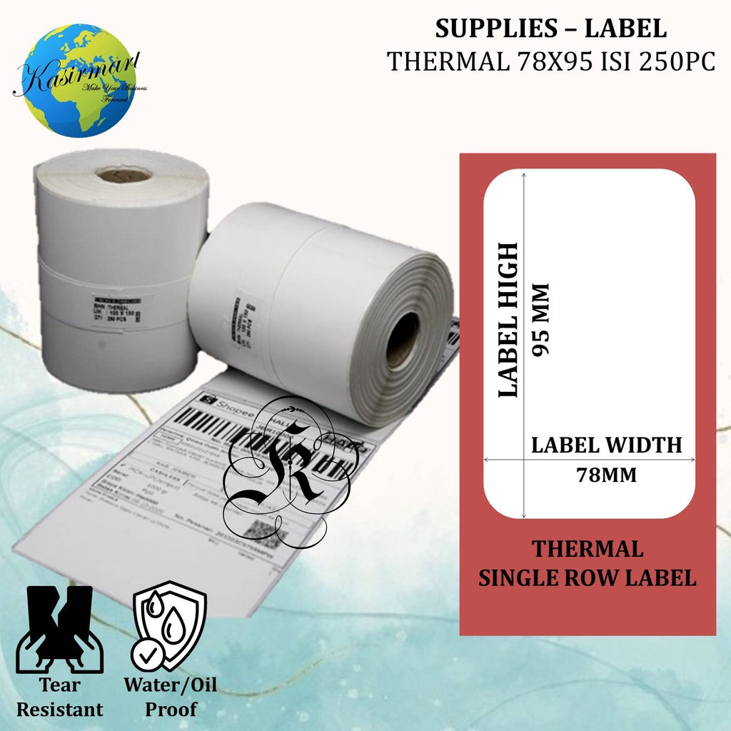 Stiker Label Thermal 78X95 Isi 250 Label Barcode Thermal 78x100 76x60 Xprinter XP360B XP420B XP365B