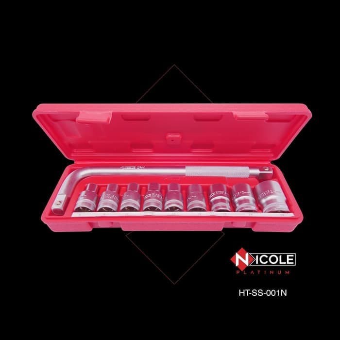 Kunci Sok Set 10Pcs Chrome Vanadium 8-24MM Box PVC Plastik