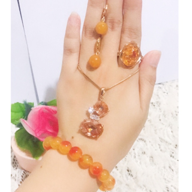 set giok asli gelang giok karet warna kuning 88