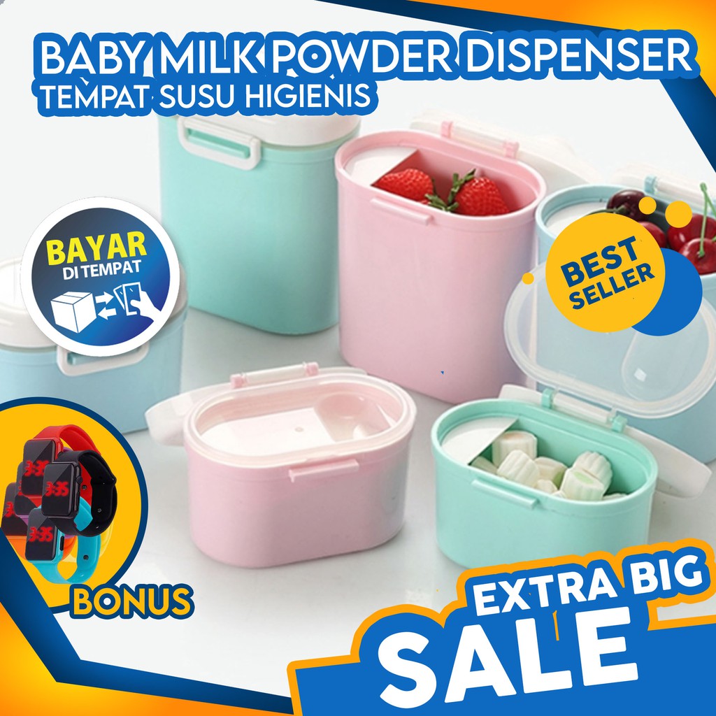 tempat susu bubuk  bayi Baby Safe - Milk Powder Container / Tempat Susu Bubuk 800 ml bonus jam led