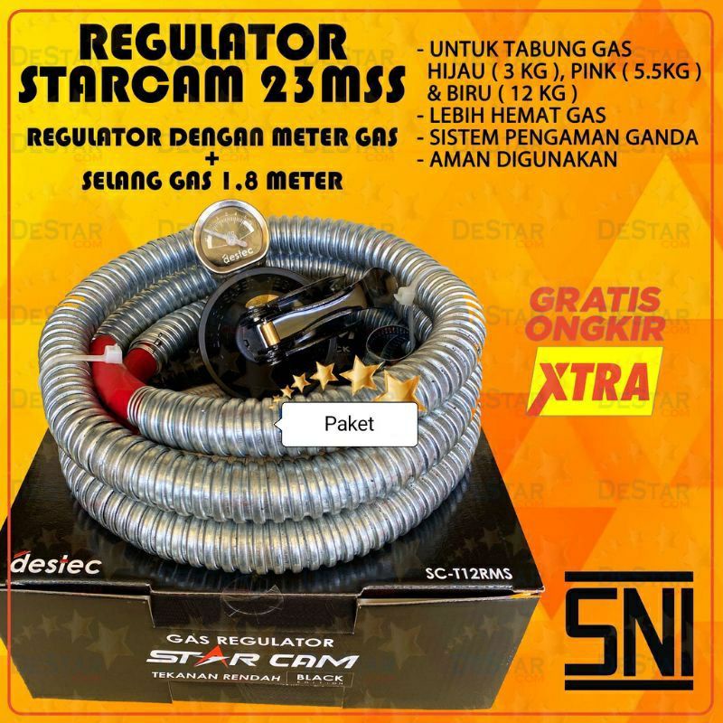 Selang Gas Regulator , SPFM  , Starcam SC-23MSS Meter TEKANAN RENDAH