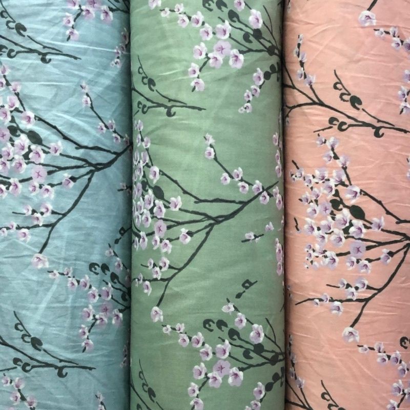 KAIN BAHAN KATUN JEPANG TOKAI SENKO MOTIF BUNGA SAKURA