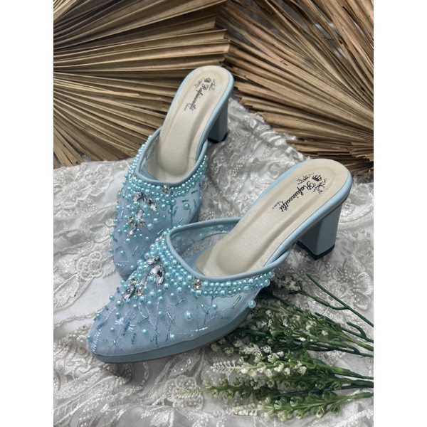 sepatu wanita Angela babyblue tinggi 7cm tahu