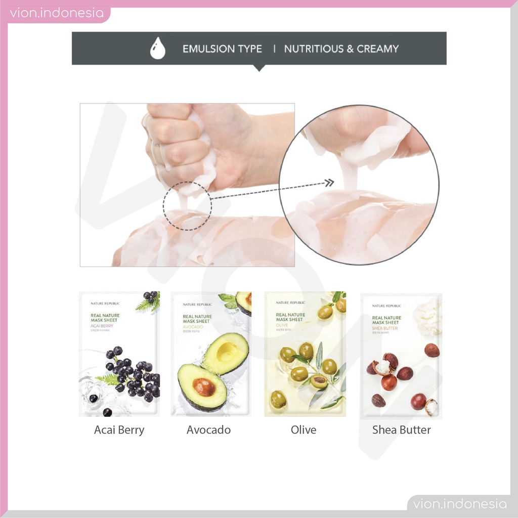 NATURE REPUBLIC Real Nature Mask Sheet 100% Ori Korea Sheet Mask Face 14 Type NR001