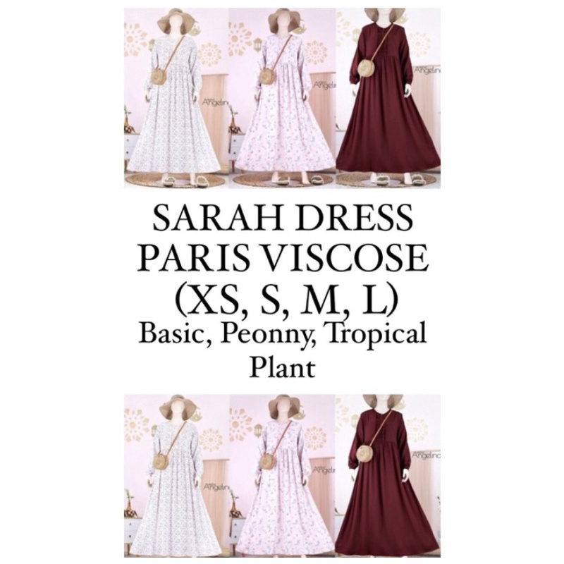 Ready Stock Sarah dress paris viscose tropical plant white size M atelier angelina