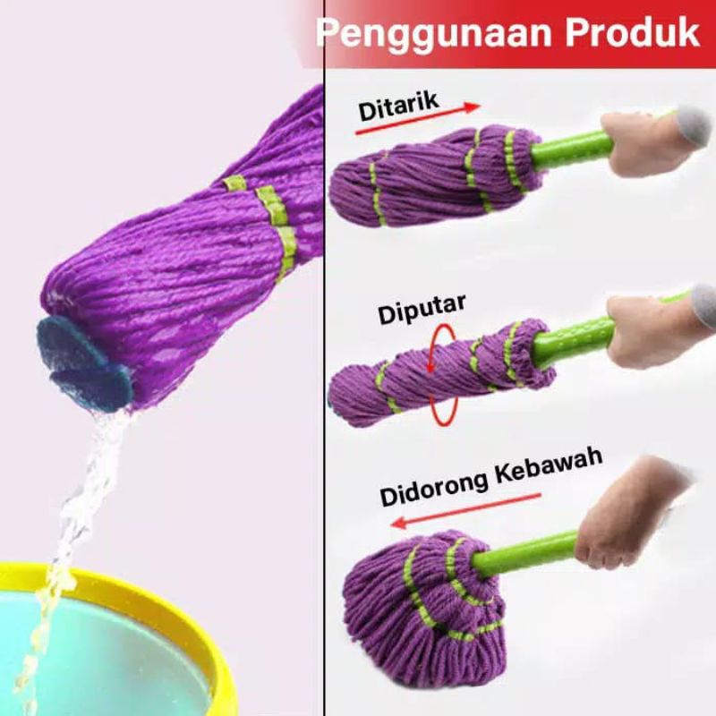 Barnik88 Alat Pel Lantai Putar Otomatis 360° Terbaru Praktis -  Magic Twist Mop Peras BJST-1