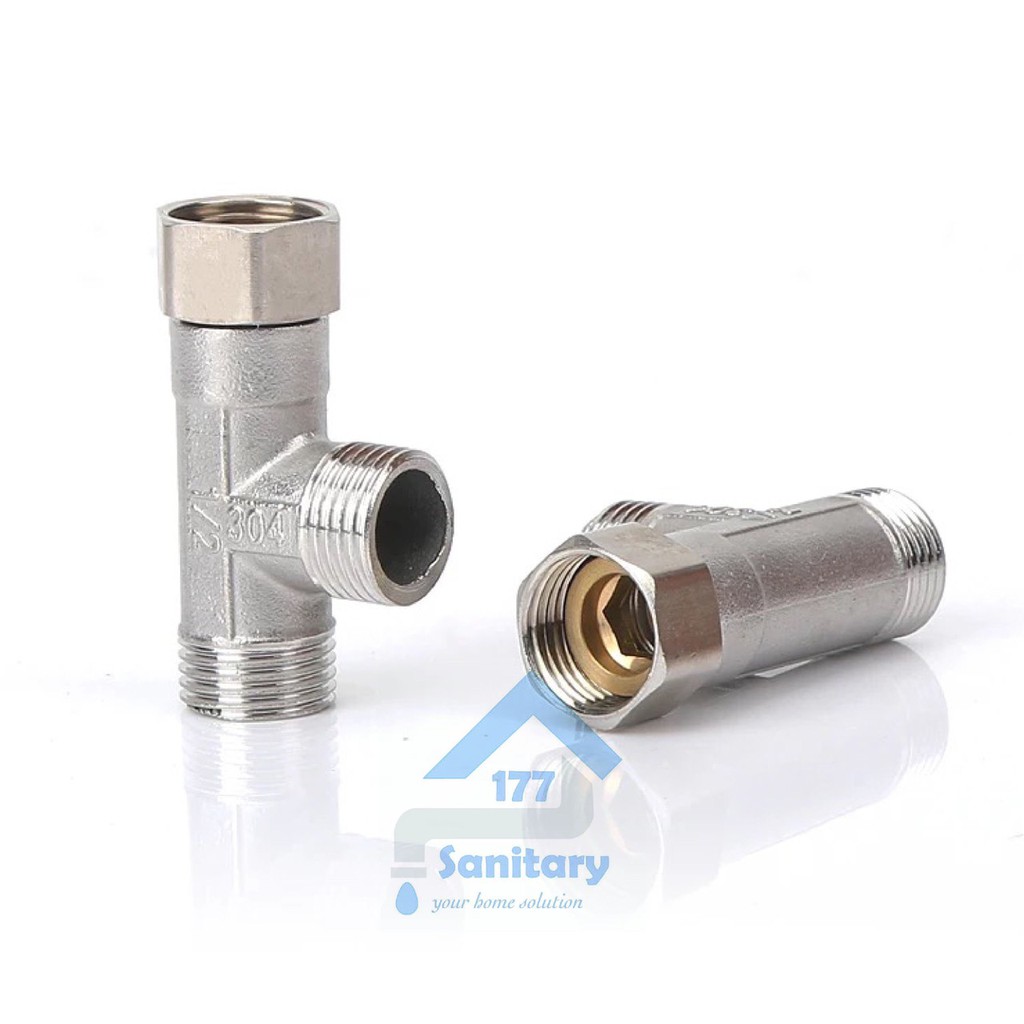 Nepel T Stainless 304 RING Uk 0.5 Inch AP-Nepel Tee Kran T Fitting Mur Mor Sambungan Kran Shower adapeter valve kloset closet /X37