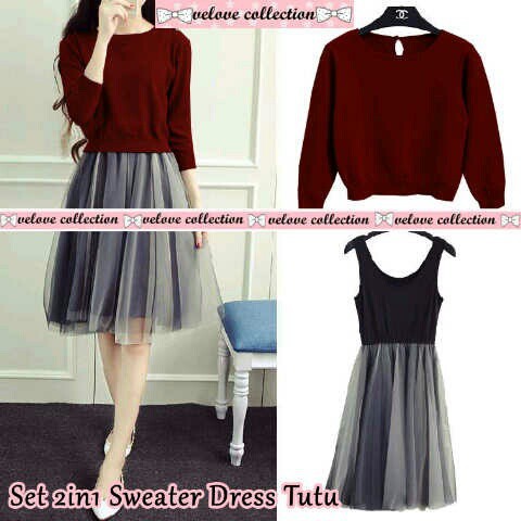 023 DRESS SET SWEATER BAJU WANITA DEWASA MURAH MODIS CEWEK KEKINIAN GROSIR TANAH ABANG