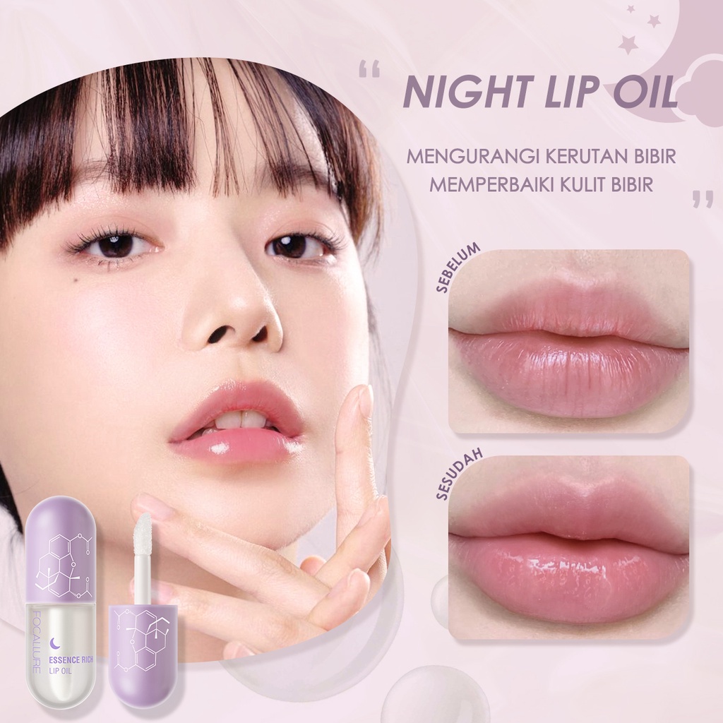 FOCALLURE Natural Lip Oil Day+Night Moisturized Repaired Lips Plumper Multi-uses Soften Lip Balm fa330