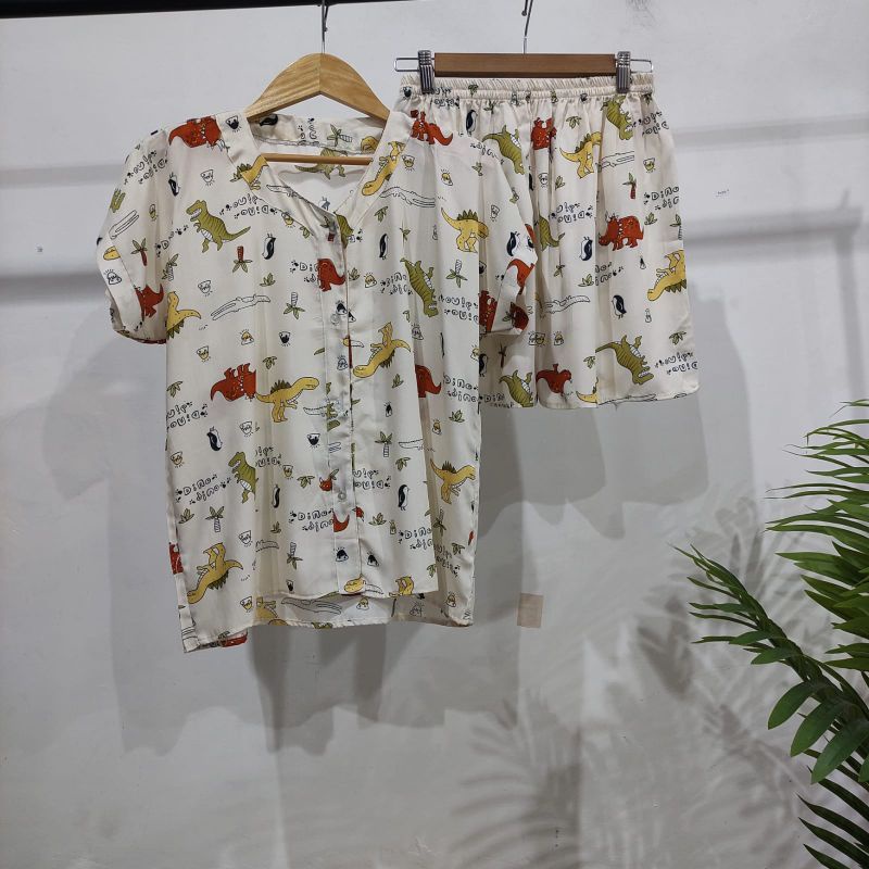 0PIYAMA KANCING PENDEK | PIYAMA BUSUI PENDEK | PIYAMA RAYON | BAJU TIDUR MURAH-KCB 12