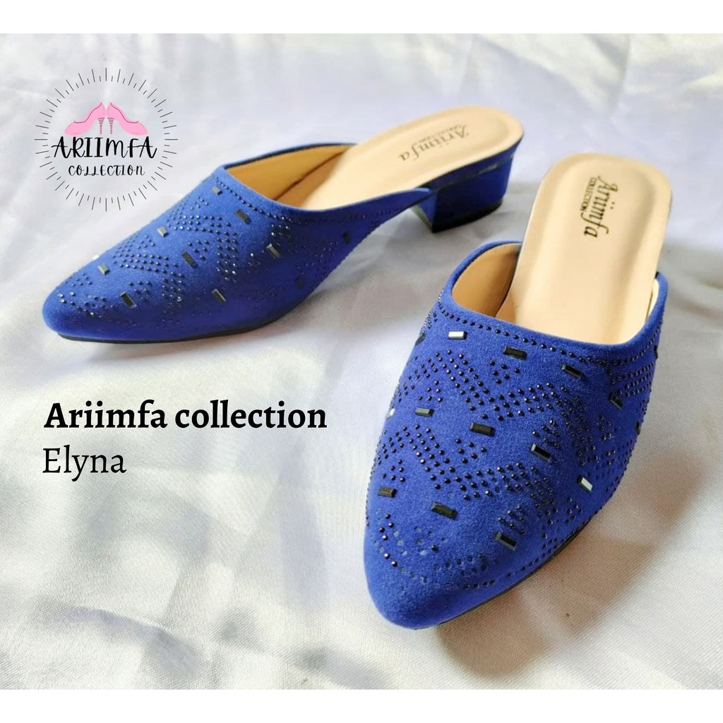 Ariimfa collection - Elyna Biru Sandal wanita high heels payet / Sandal high heel Payet hak tahu