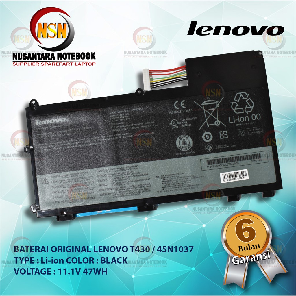 Baterai Original Lenovo T430 / 45N1001 11.1V 47WH