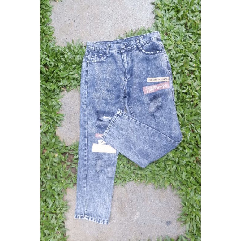 Boyfriend Sobek Sablon Ripped // Boyfriend jeans be happy