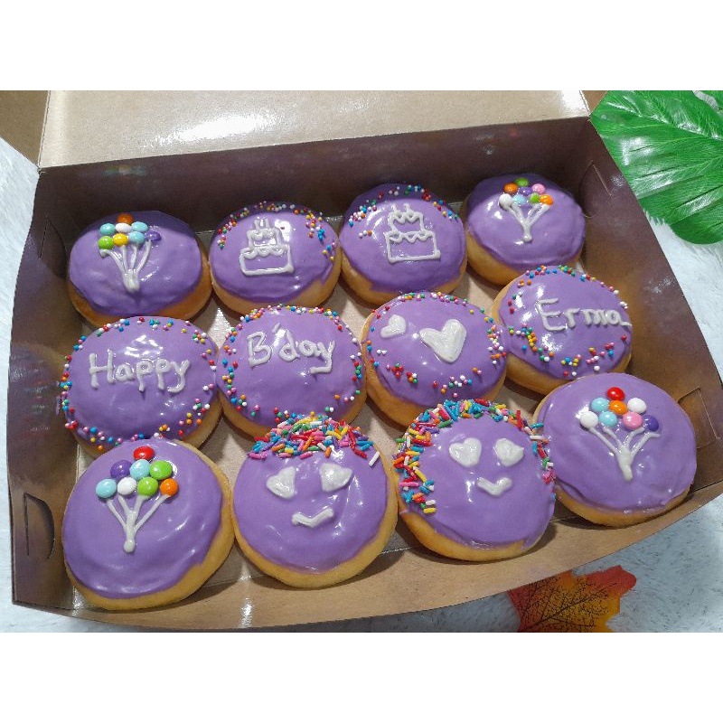 Donat ultah anak perempuan/Donat ungu (Bisa request tulisan dan toping)