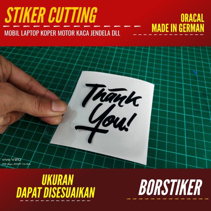 STIKER THANK YOU | STICKER CUTTING BAHAN ORACAL CUSTOM LOGO DLL