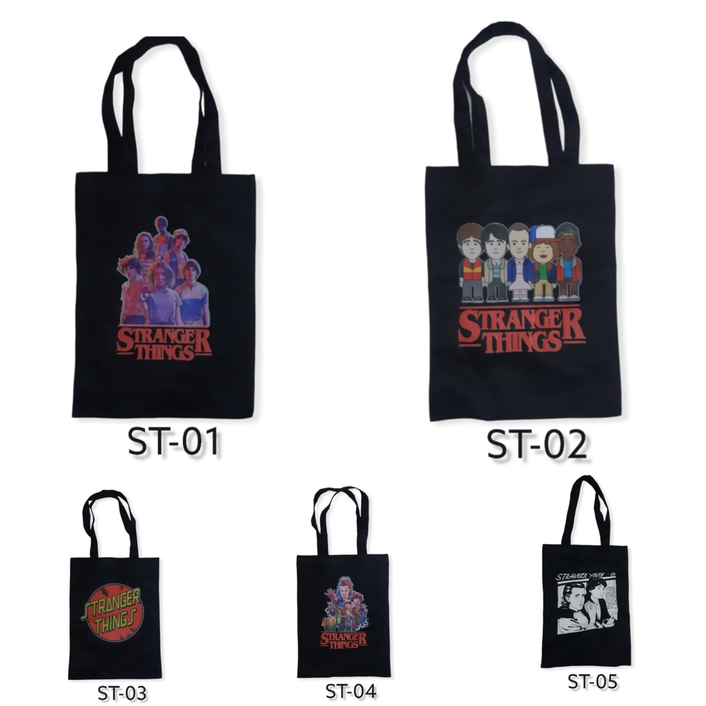 TOTE BAG HITAM - STRANGER THINGS