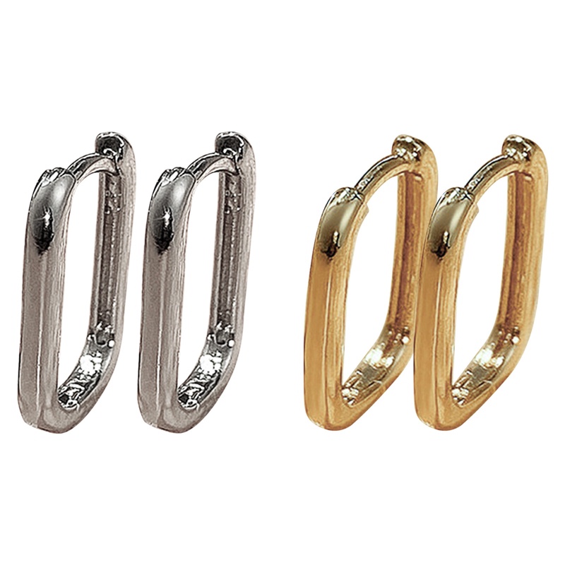 Anting 925 Sterling Silver Bentuk U 18K Gold Glossy Untuk Wanita