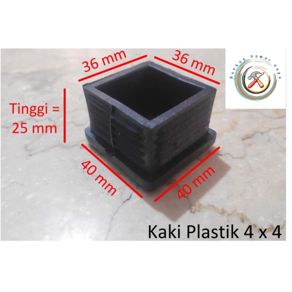 kaki plastik hollow 4 x 4 cm kotak hitam / alas kaki meja dan kursi