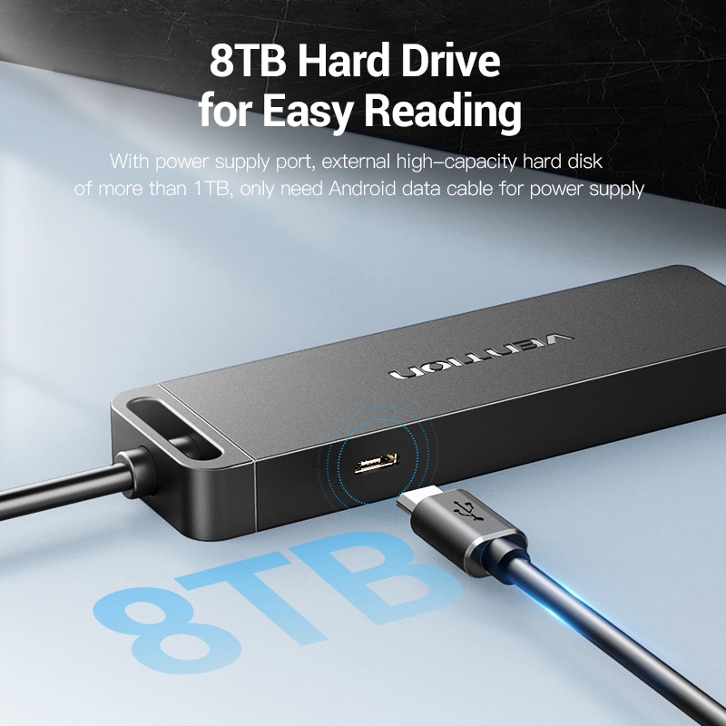 Vention Hub Usb 3.0 4 Port Ultra Slim Portable Dengan Power Supply Untuk  Surface Pro/Notebook/Pc/Laptop