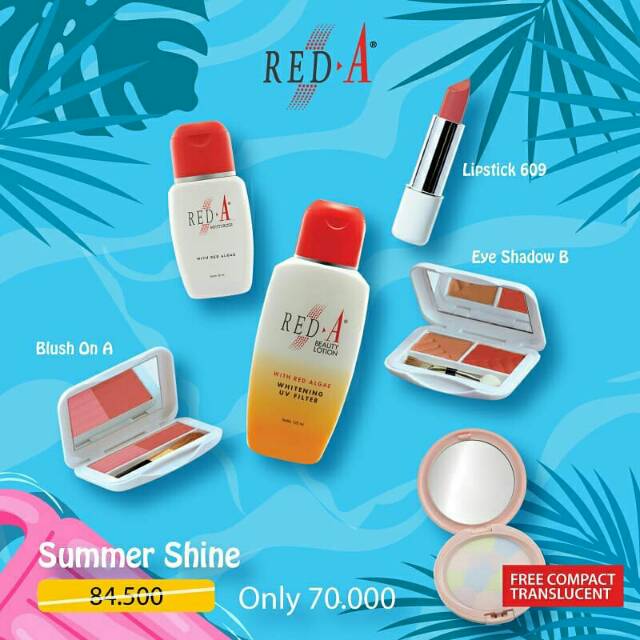 Paket Make Up Red A Moisturizer Pelembab Lipstick Eye Shadow Blush On Compact Powder Hand Body