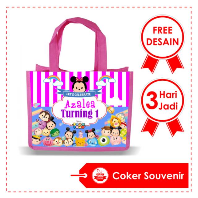 PRODUSEN / PENJUAL  Tas Ultah Souvenir Ulang Tahun Pesta Anak Bahan Kain TERLARIS  Goodie Bag Custom-4