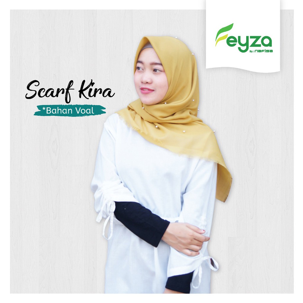 SCARF POLOS | Segi Empat Voal Feyza KIRA - Scarf Mutiara Jahit Tepi Segiempat  FLASH SALE