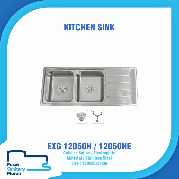 Wastafel - Eixo Kitchen Sink / Bak Cuci Piring Stainless Steel Exg 12050H/12050He