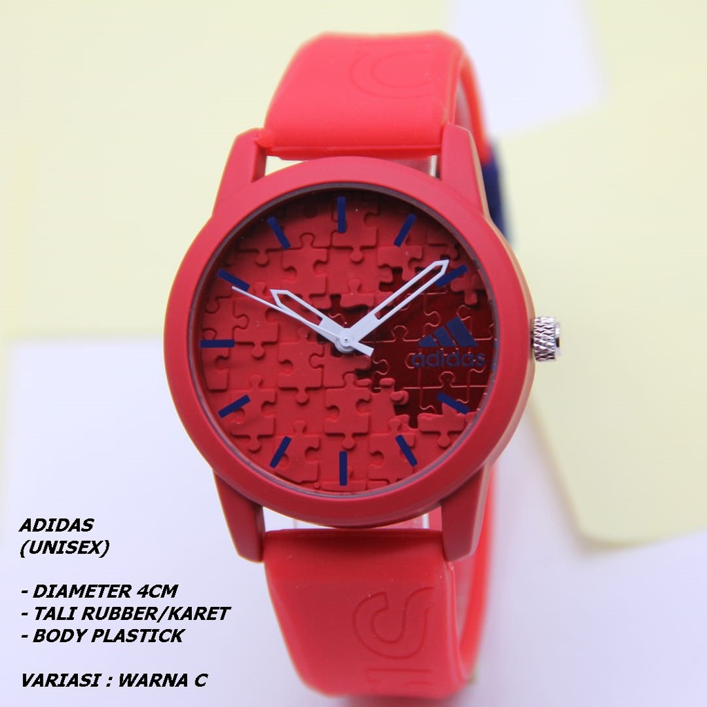 JAM TANGAN UNISEX TALI RUBBER BODY BULAT POLOS KNOP GERIGI