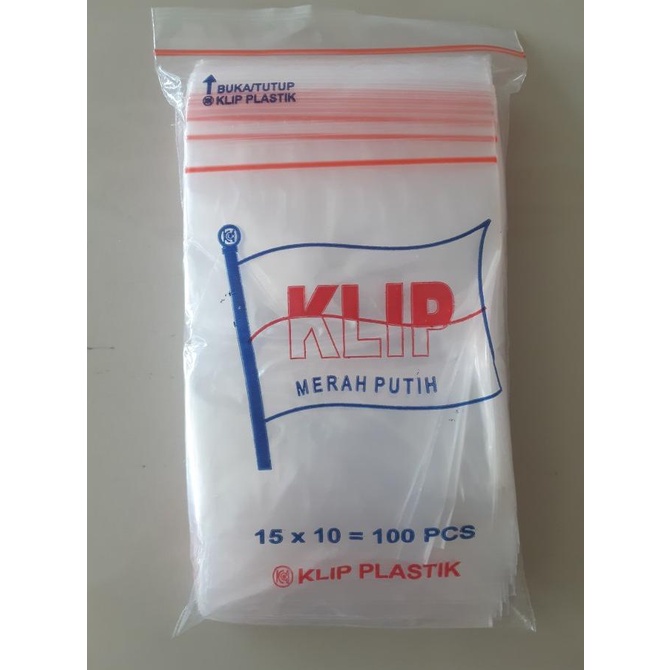 PLASTIK KLIP/ Ziplock 15x10 CM Merah Putih