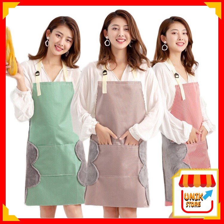 Unik - H8017 Celemek Anti Air /  Celemek Garis Awan Waterproof / Apron Waterproof Bisa Lap Tangan