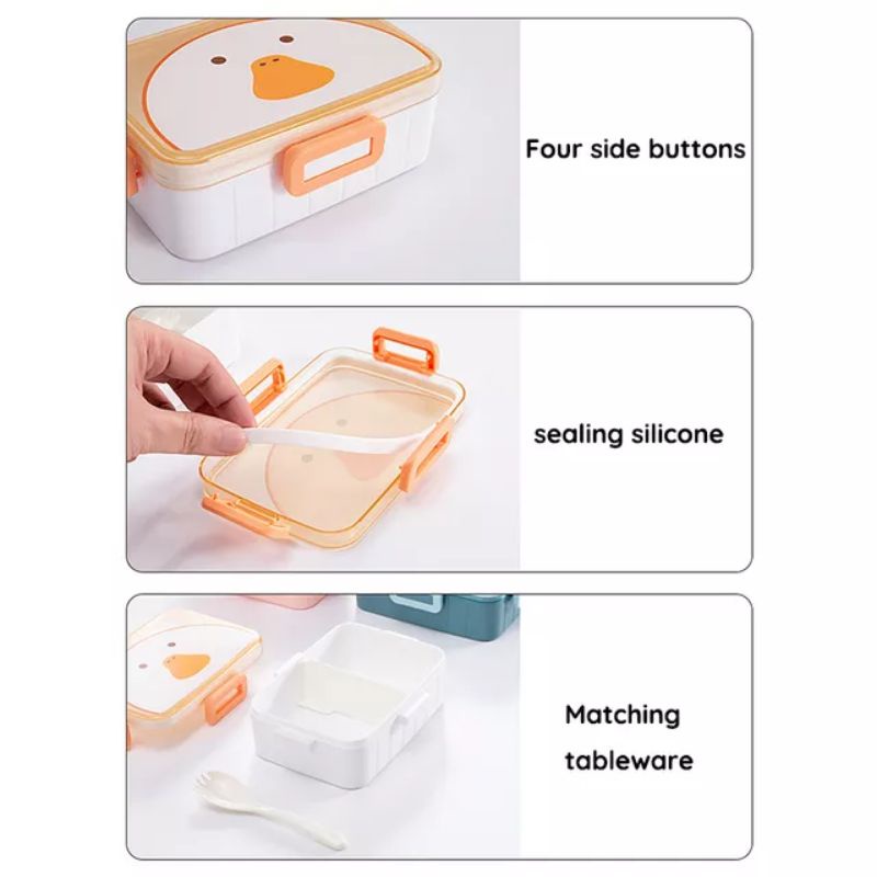 KOTAK MAKAN ANAK TUTUP KARAKTER BEAR LUCU KD 2518A 480ml