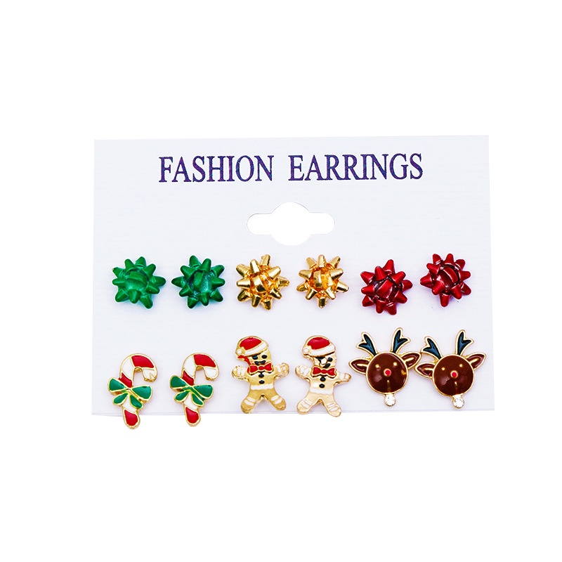 Anting Busur Rusa Santa Claus Anting Set Busana Natal Hadiah Natal