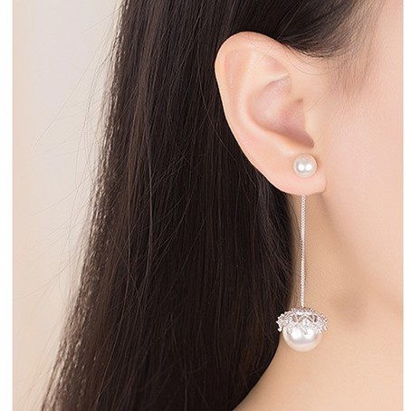 925 Perak Perempuan Liontin Anting-Anting Gaya Korea XINGX Bulan Kepingan Salju Cinta Mutiara Fashion Ornamen