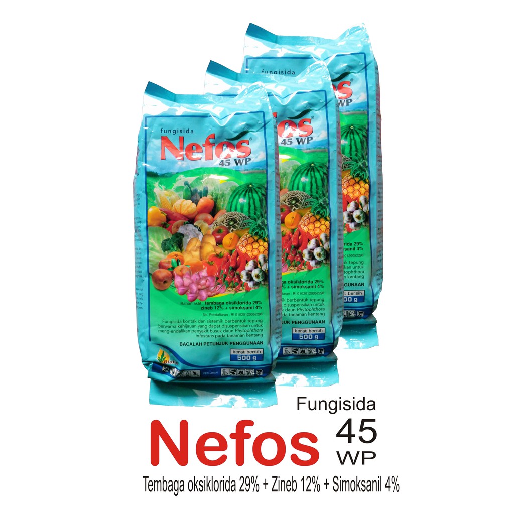 Fungisida NEFOS Bahan Aktif Tembaga Oksiklorida 29% Zineb 12% dan Simoksanil 4%